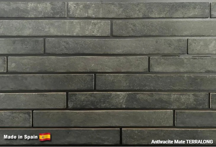 Плитка Terralong Anthracite Mate 450х48х10 мм, ок.38 шт/м2, 32 шт/уп